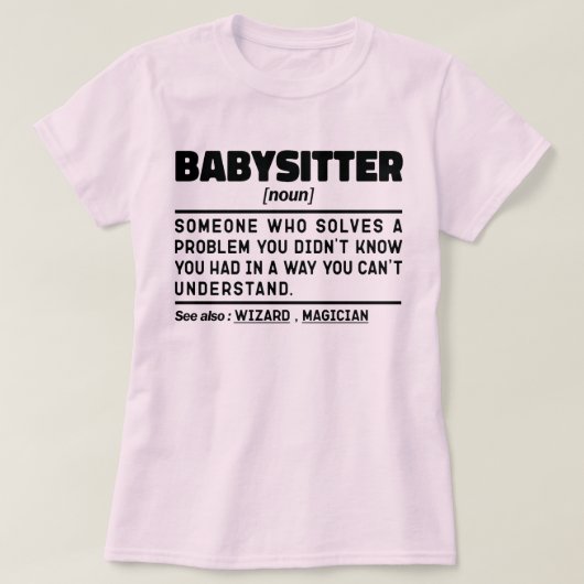 Babysitter Noun Definition Daycare Worker Verjaard T-shirt (Design voorkant)