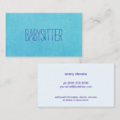 Babysitter of Nanny, Cute, Turquoise, Blue Visitekaartje (Voorkant / Achterkant)