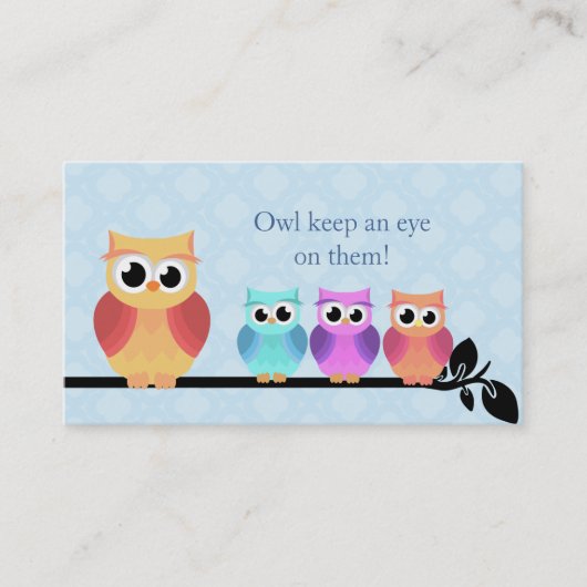 Babysitter Owl Visitekaartjes (Voorkant)