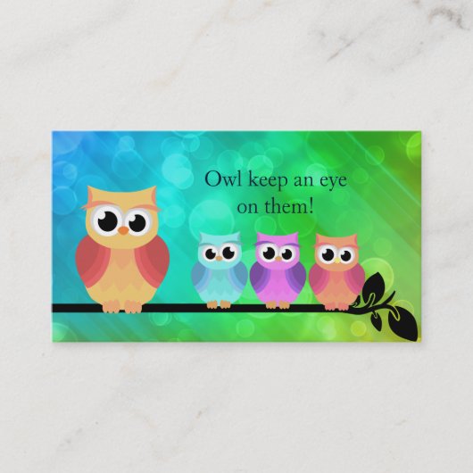 Babysitter Owl Visitekaartjes (Voorkant)
