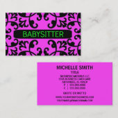 Babysitter Pink Damask Visitekaartje (Voorkant / Achterkant)