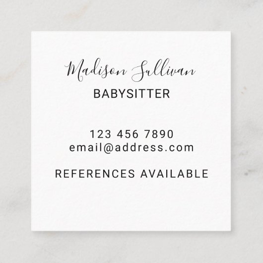 Babysitter Rainbow Colors Square Visitekaartje (Achterkant)