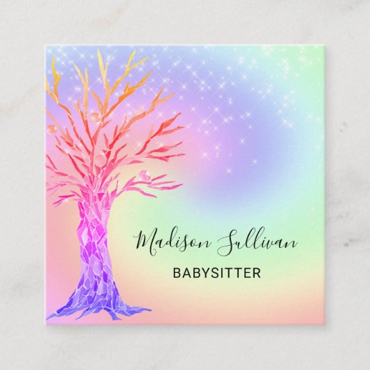 Babysitter Rainbow Colors Square Visitekaartje (Voorkant)