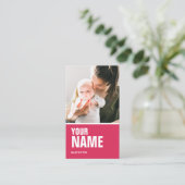 Babysitter Roze (Persoonlijke foto's en tekst) Visitekaartje (Staand voorkant)