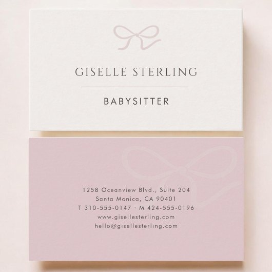 Babysitter Roze Strik Visitekaartje