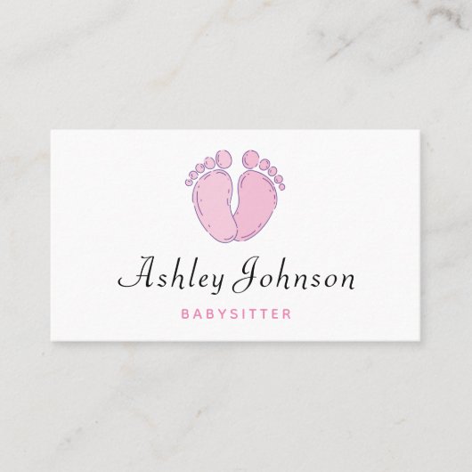 Babysitter Schattige Baby Voetafdrukken Kinderopva Visitekaartje (Voorkant)