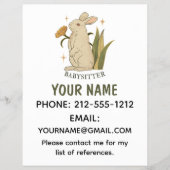 Babysitter Schattige Bloemenkonijn Baby Diensten Flyer (Voorkant)