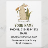 Babysitter Schattige Bloemenkonijn Baby Diensten Flyer (Voorkant)