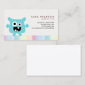 Babysitter Schattige Cyan Monster Alien Visitekaar Visitekaartje (Voorkant / Achterkant)