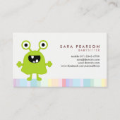 Babysitter Schattige Groen Monster Alien Visitekaa Visitekaartje (Voorkant)