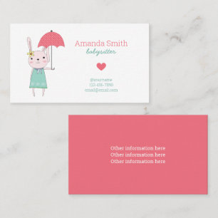 Babysitter Schattige Konijn Babysitting Service Visitekaartje