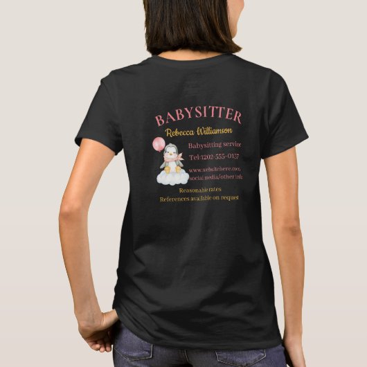 Babysitter Schattige Pinguïn Business T-shirt (Achterkant)