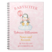 Babysitter Schattige Pinguïn Notities en Record Notitieboek (Voorkant)
