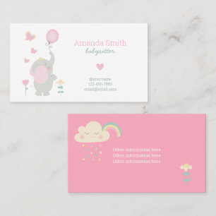 Babysitter Schattigee Olifant Babysitting Service Visitekaartje