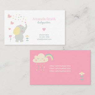 Babysitter Schattigee Olifant Babysitting Service Visitekaartje