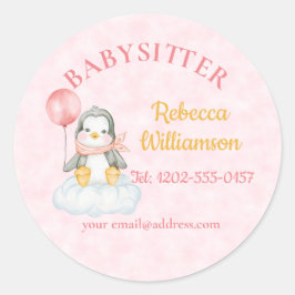 Babysitter Schattigee Pinguïn Ronde Sticker