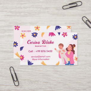 Babysitter Services Roze kinderopvang Visitekaartje