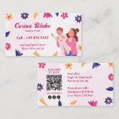 Babysitter Services | Roze kinderopvang Visitekaartje (Voorkant / Achterkant)