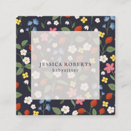 Babysitter Strawberry marine patroon vierkant Vierkante Visitekaartje