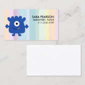 Babysitter Tutor Child Care Blue Monster Alien Visitekaartje (Voorkant / Achterkant)