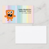 Babysitter Tutor Child Care Orange Monster Alien Visitekaartje (Voorkant / Achterkant)
