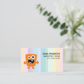 Babysitter Tutor Child Care Orange Monster Alien Visitekaartje (Staand voorkant)