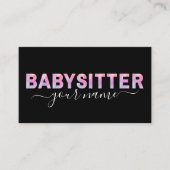 Babysitter Typography Signature Calligraphy Zwart Visitekaartje (Voorkant)