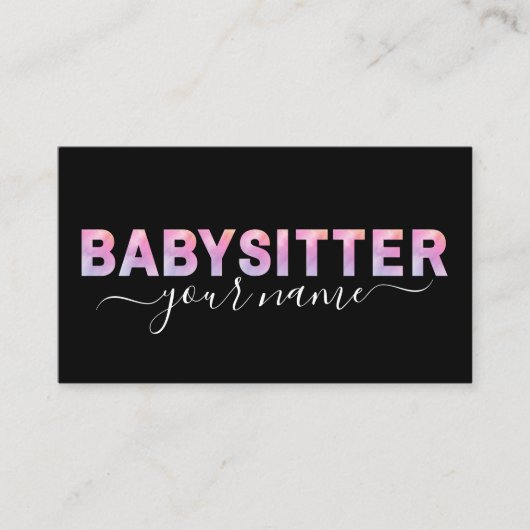 Babysitter Typography Signature Calligraphy Zwart Visitekaartje (Voorkant)