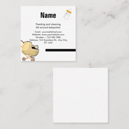 babysitter vierkante visitekaartje (Voorkant / Achterkant)