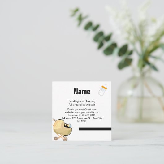 babysitter vierkante visitekaartje (Staand voorkant)
