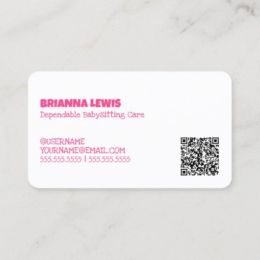 Babysitter Visitekaartje (Achterkant)