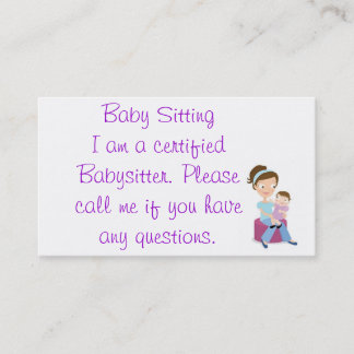 babysitter visitekaartje