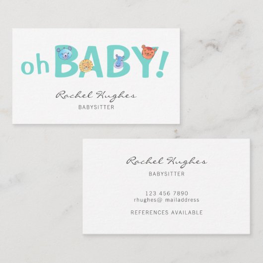 Babysitter Visitekaartje (Voorkant / Achterkant)