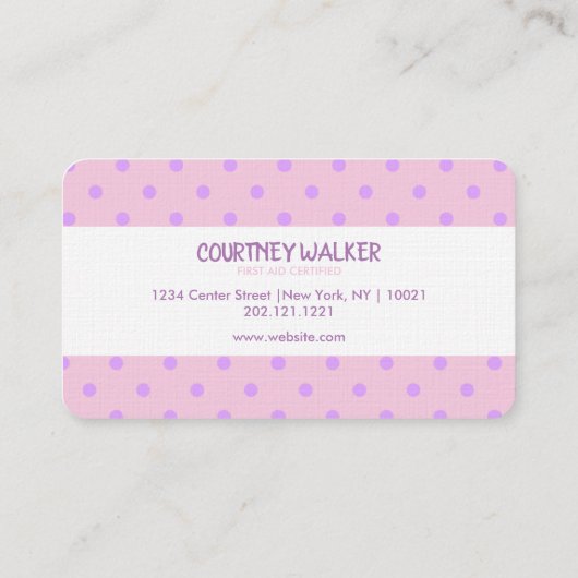 Babysitter Visitekaartje (Achterkant)