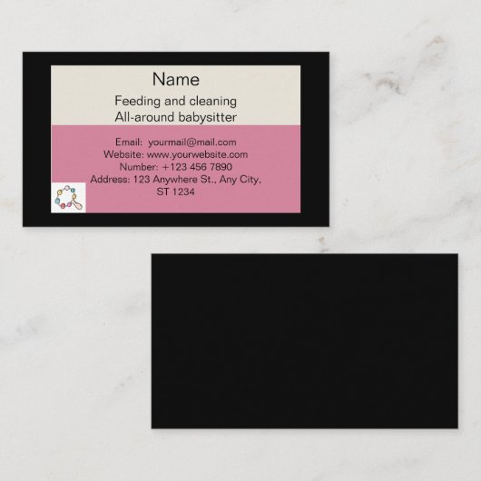 babysitter visitekaartje (Voorkant / Achterkant)