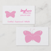 Babysitter Visitekaartje - Roze vlinder (Voorkant / Achterkant)