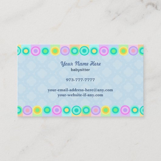 Babysitter Visitekaartjes (Achterkant)