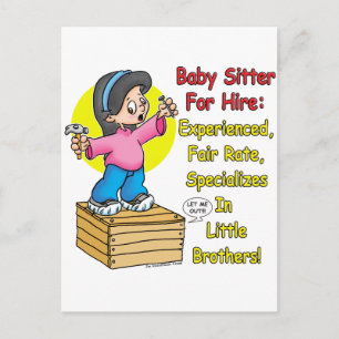 Babysitter voor Hire. Briefkaart