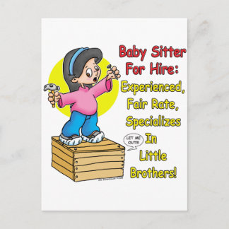 Babysitter voor Hire. Briefkaart