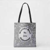 Babysitter Waardering Gemarmerd Zilver Bedankt Tote Bag (Voorkant)