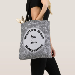 Babysitter Waardering Gemarmerd Zilver Bedankt Tote Bag