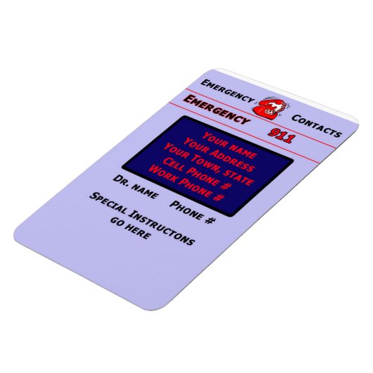 Babysitter / zorgverlener Noodcontact Magneet (Linkerzijde)