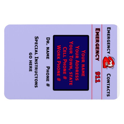 Babysitter / zorgverlener Noodcontact Magneet (Horizontaal)