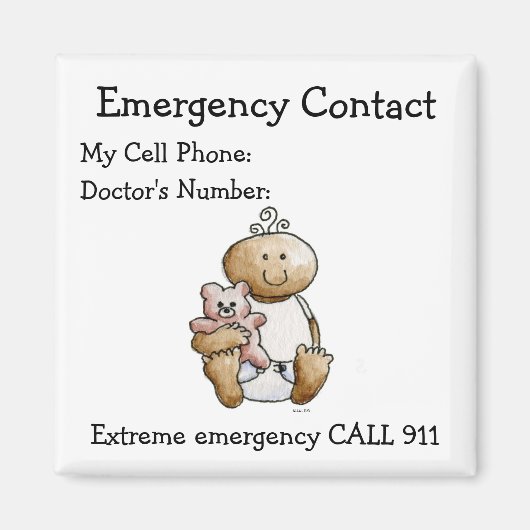 Babysitter's noodcontactmagneet magneet (Voorkant)