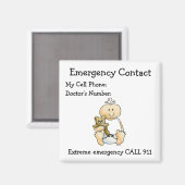 Babysitter's noodcontactmagneet magneet (Voorkant / Achterkant)