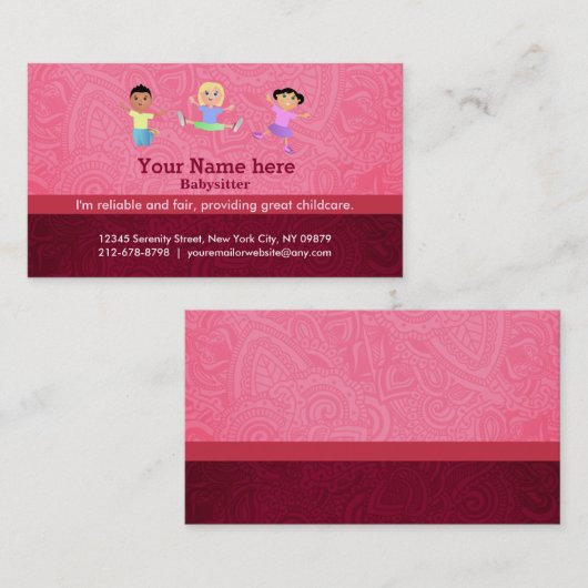 Babysitterslogans Visitekaartje (Voorkant / Achterkant)