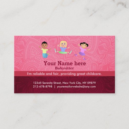 Babysitterslogans Visitekaartje (Voorkant)