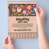 Babysitting Kinderopvang Promotie Scheurblad Flyer (Hand)