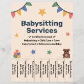 Babysitting Tear Off Strips Flyer (Voorkant)