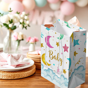 Babysterren manen wolken en confetti medium cadeauzakje